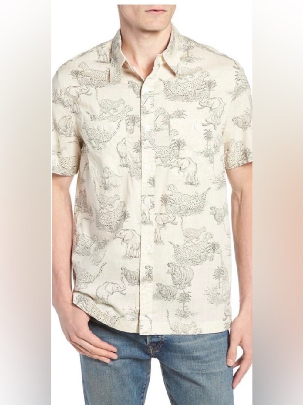 Wallace & Barnes Safari Button Down Cotton Shirt, size L